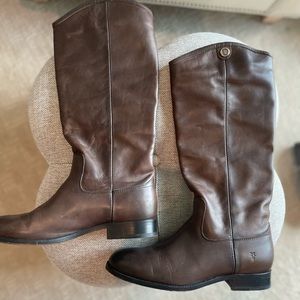 Frye ash-dark brown leather boots